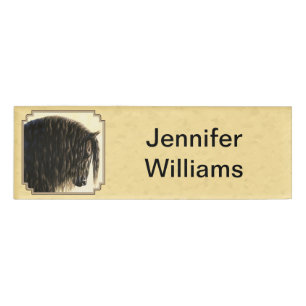 Friesian Draft Horse Yellow Name Tag