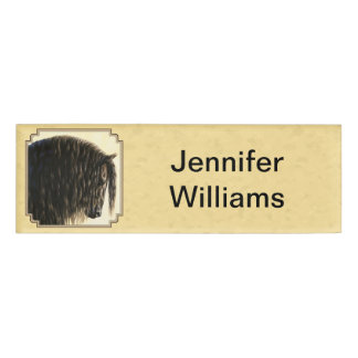 Friesian Draft Horse Yellow Name Tag