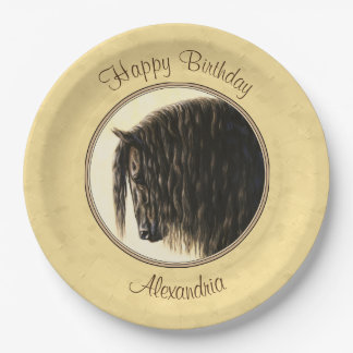 Friesian Draft Horse Yellow Paper Plates