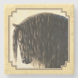 Friesian Draft Horse Yellow Stone Coaster