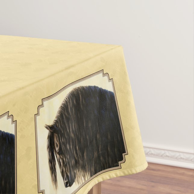 Friesian Draft Horse Yellow Tablecloth (In Situ)