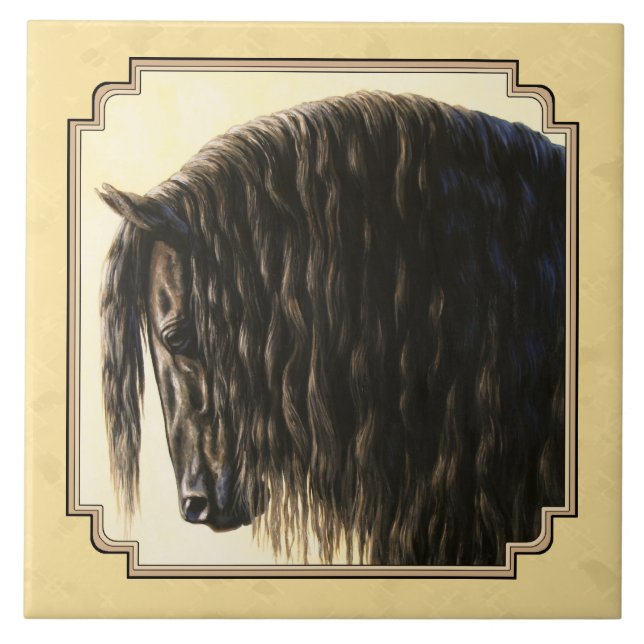 Friesian Draft Horse Yellow Tile (Front)