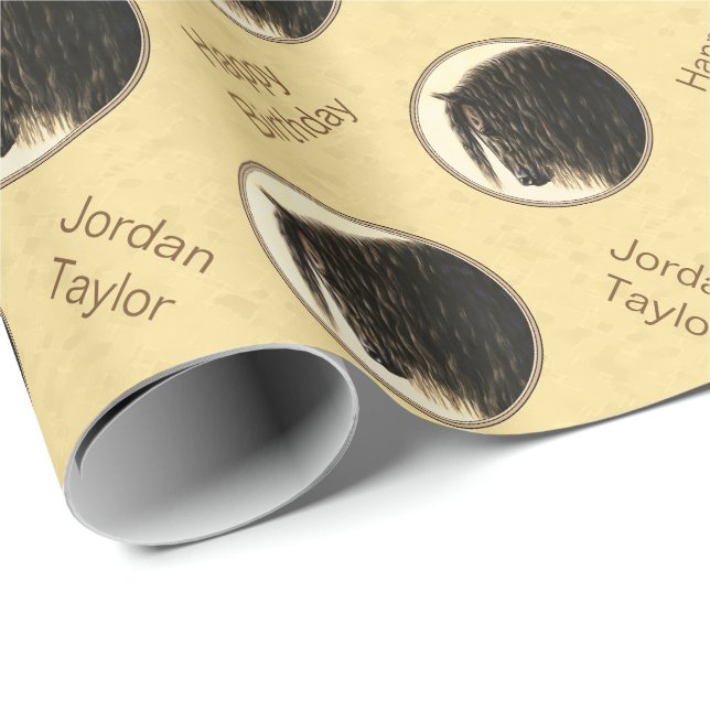 Friesian Draft Horse Yellow Wrapping Paper (Roll Corner)