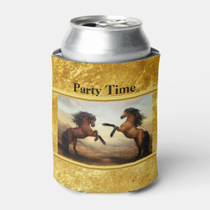 Friesian Draft Horses in a rocky mountain valley Can Cooler