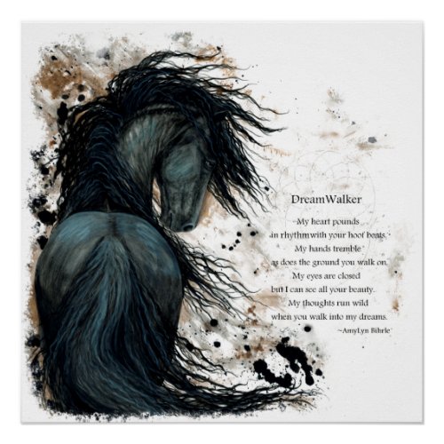 Friesian DreamWalker Horse Poem Poster by Bihrle