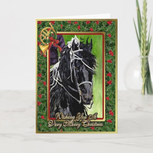 Friesian Dressage Horse Blank Christmas Card