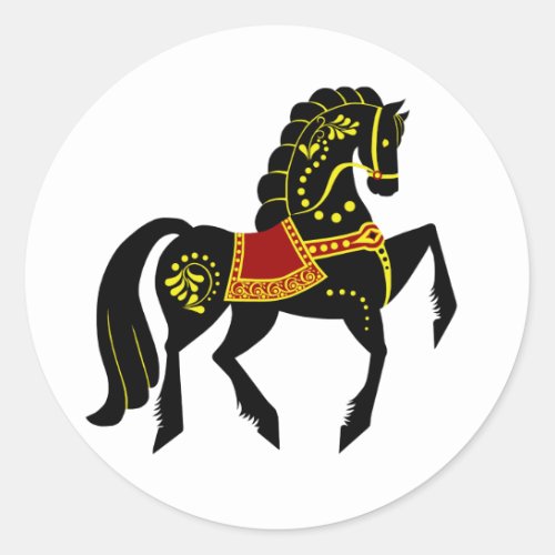 Friesian Folk black stallionblack beauty Classic Round Sticker