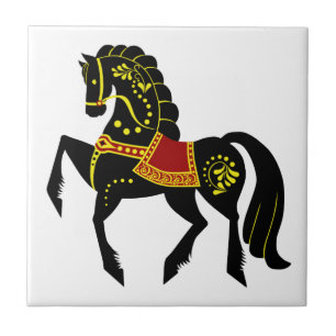 Friesian Folk stallion/black beauty, black horse Ceramic Tile