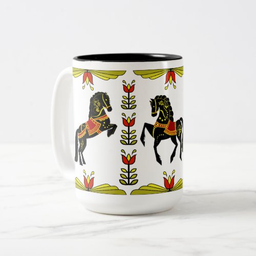 FriesianFrisian Folk black stallion chose color Two_Tone Coffee Mug