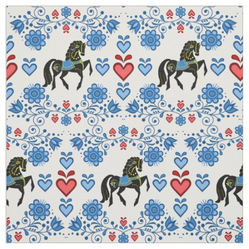 FriesianFrisian Folk bluegoldblackhearts 4 Fabric
