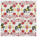 Friesian/Frisian Folk red/gold/black,hearts, 4&quot; Fabric