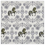 Friesian/Frisian Folk silver/gold/black,hearts, 4&quot; Fabric