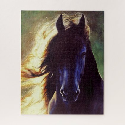 &quot;Friesian Glow&quot; black horse, stallion (500 piece) Jigsaw Puzzle