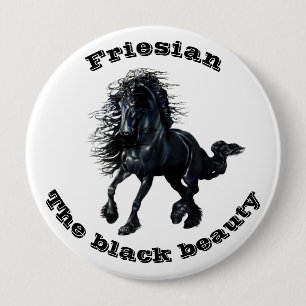 Friesian horse, black beauty stallion button