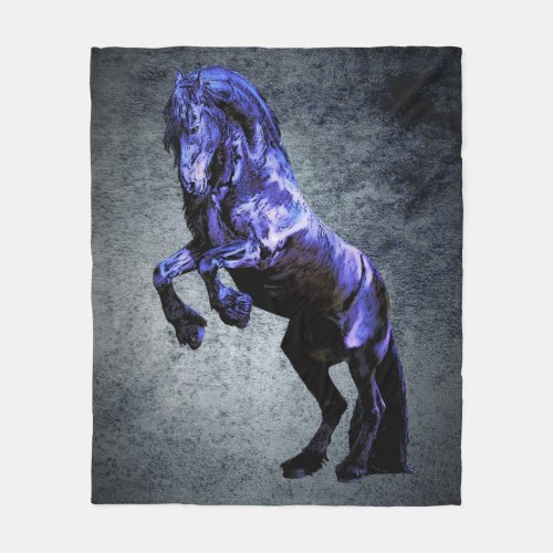 Friesian horse black beauty stallion cartooned fleece blanket