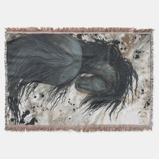 Friesian Horse by Bihrle Throw Blanket (Front)