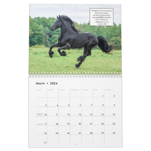 Friesian Horse Calendar with Bible Verses | Zazzle