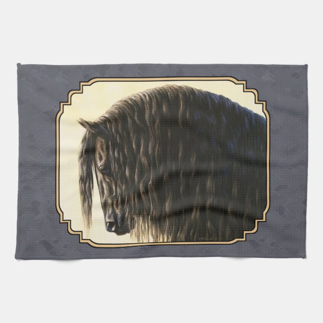 Friesian Horse Dark Slate Gray Towel (Horizontal)
