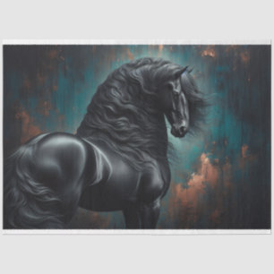 Friesian Horse Gothic War Horse Decoupage Tissue Paper