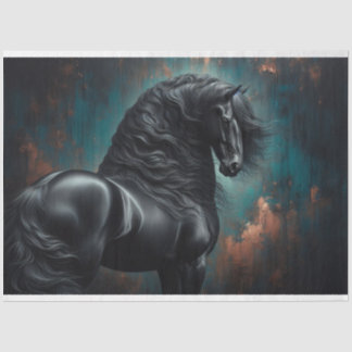 Friesian Horse Gothic War Horse Decoupage Tissue Paper