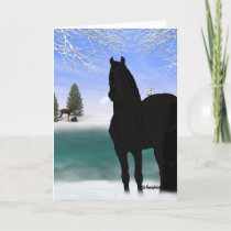 Friesian Horse in Winter Christmas Holiday Card