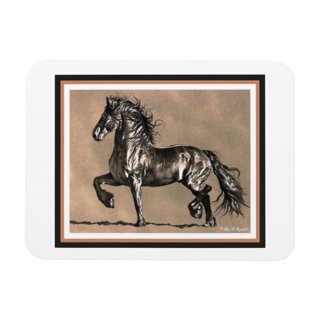 Friesian Horse Magnet (Horizontal)