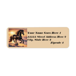 Friesian Horse Ocean Label