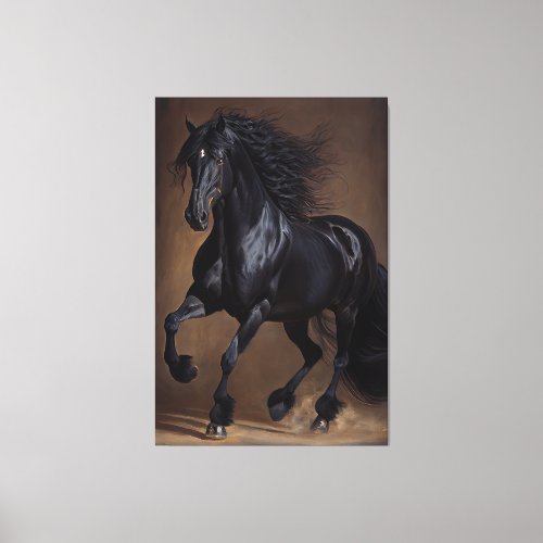Friesian horse _ Oil paint Canvas Print