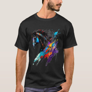 Friesian Horse Paint Splatter Exotic Horse Splatt T-Shirt
