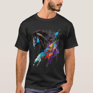 Friesian Horse Paint Splatter Exotic Horse Splatt T-Shirt