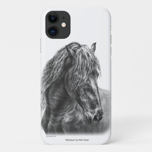 Friesian Horse Portrait Wavy Mane iPhone 11 Case
