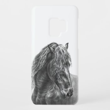 Friesian Horse Portrait Wavy Mane Case-mate Samsung Galaxy S9 Case by KelliSwan at Zazzle