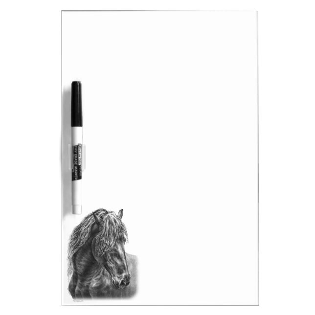 Friesian Horse Portrait Wavy Mane Dry-Erase Board (Front)