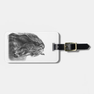 Friesian Horse Portrait Wavy Mane Luggage Tag
