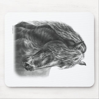Friesian Horse Portrait Wavy Mane Mouse Pad