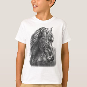Friesian Horse Portrait Wavy Mane T-Shirt