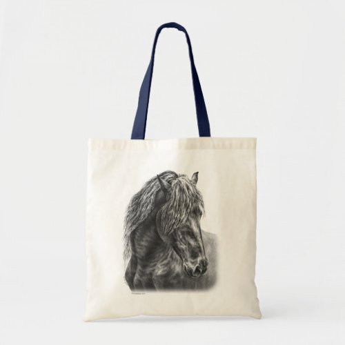 Friesian Horse Portrait Wavy Mane Tote Bag