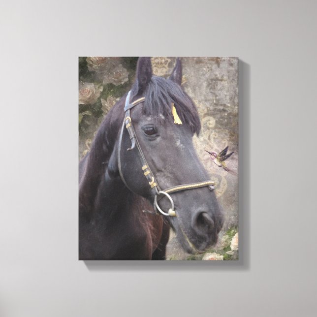 Friesian Horse Portrait - Wrapped Canvas Print (Front)