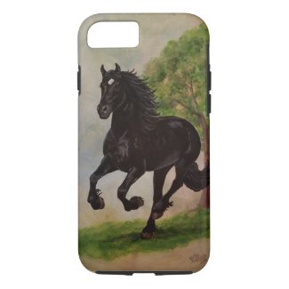 Friesian Horse Running iPhone 7 Tough Case