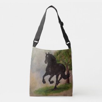 Friesian Horse Running Tote Bag