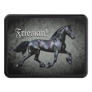 Friesian horse, silhouette/gold/black/black hitch  cover