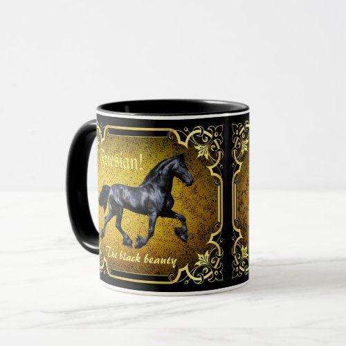 Friesian horse silhouettegoldblackblack mug