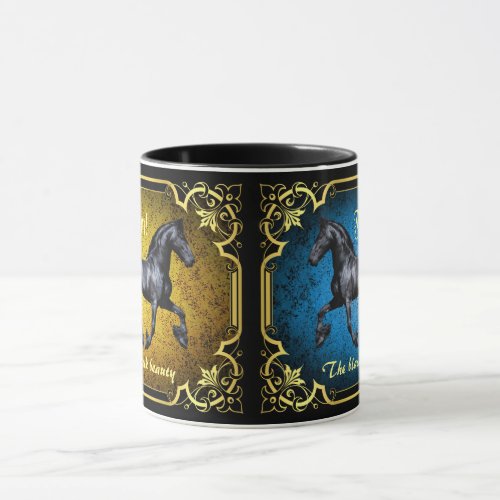 Friesian horse silhouettegoldblackblack mug