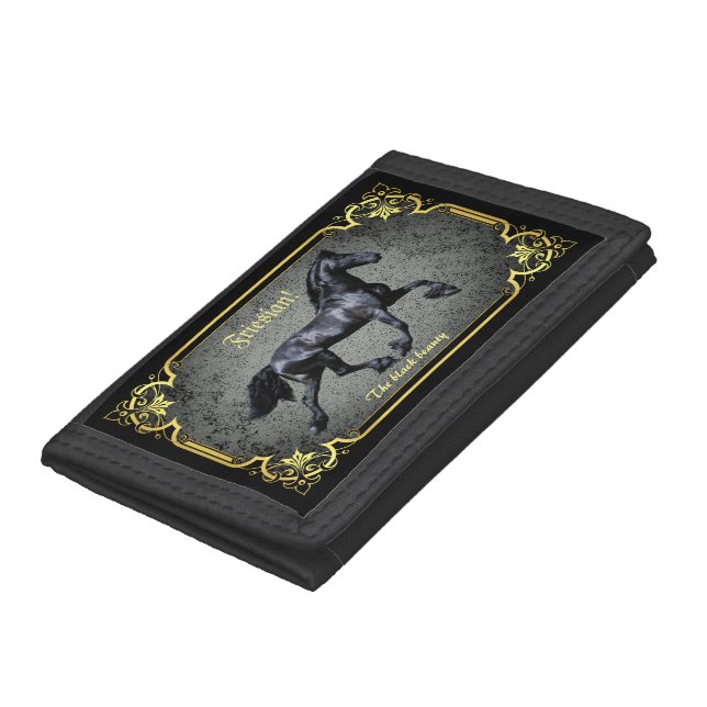 Friesian horse, silhouette/gold/black/black   trif trifold wallet (Bottom)
