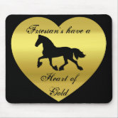 Black Friesian Horse Trotting Mouse Mat Pad & Coaster 