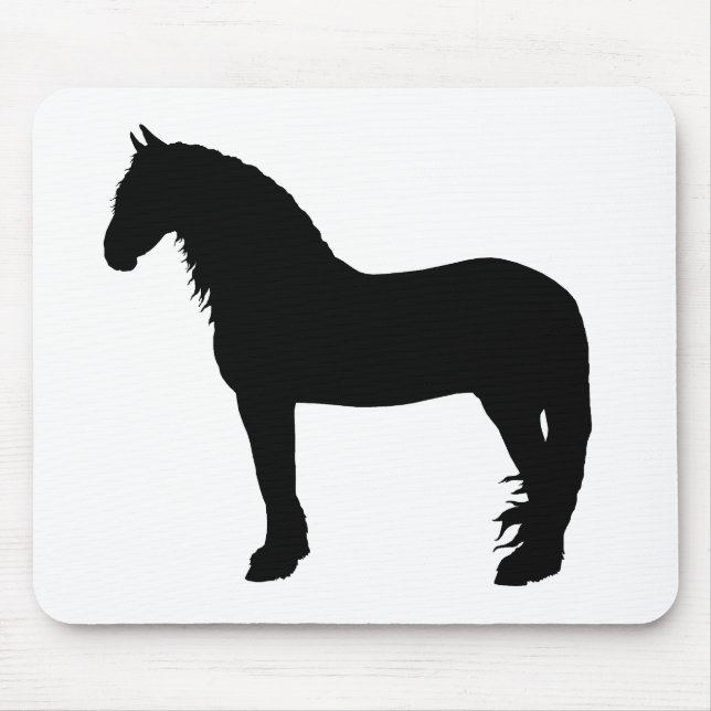 Friesian horse silhouette standing, stallion - png mouse pad (Front)