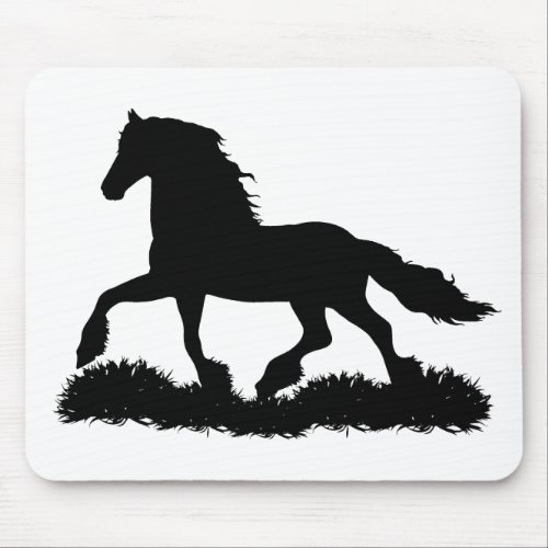 Friesian horse silhouette trotting stallion _ png mouse pad