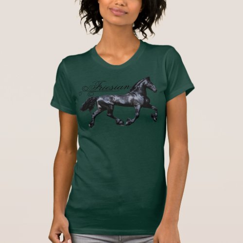 Friesian horse the black beauty stallion forest T_Shirt