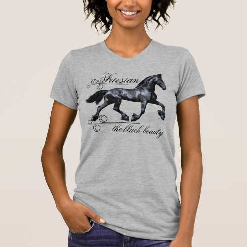 Friesian horse the black beauty stallion silver T_Shirt
