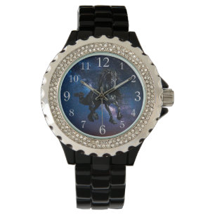 Friesian stallion black horse starry sky watch